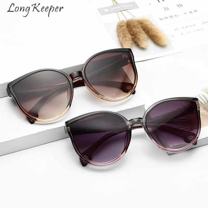 Женские и мужские очки кошачий глаз LongKeeper солнцезащитные в пластиковой оправе с