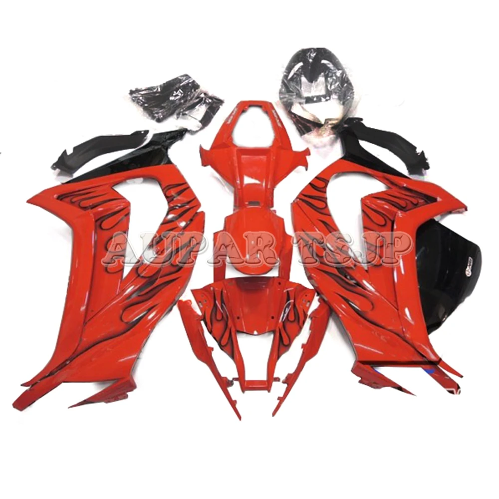 

Sportbike Fairings For Kawasaki ZX10R ZX-10R 2011 2012 2013 2014 2015 ABS Plastic Injection Molding Bodywork-Red Black Flames