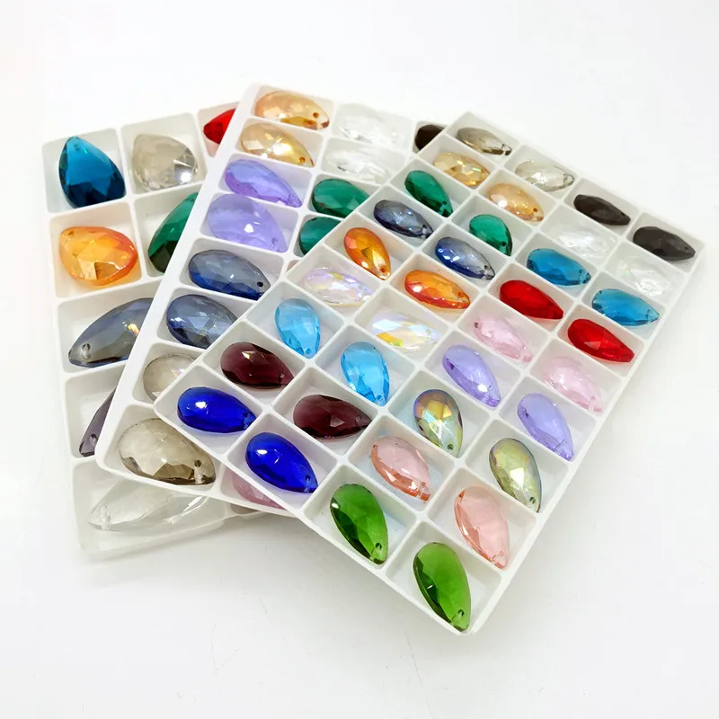 

Mixed Color Teardrop Pendant Glass Crystal Loose Beads Jewelry Making 16mm 22mm 28mm