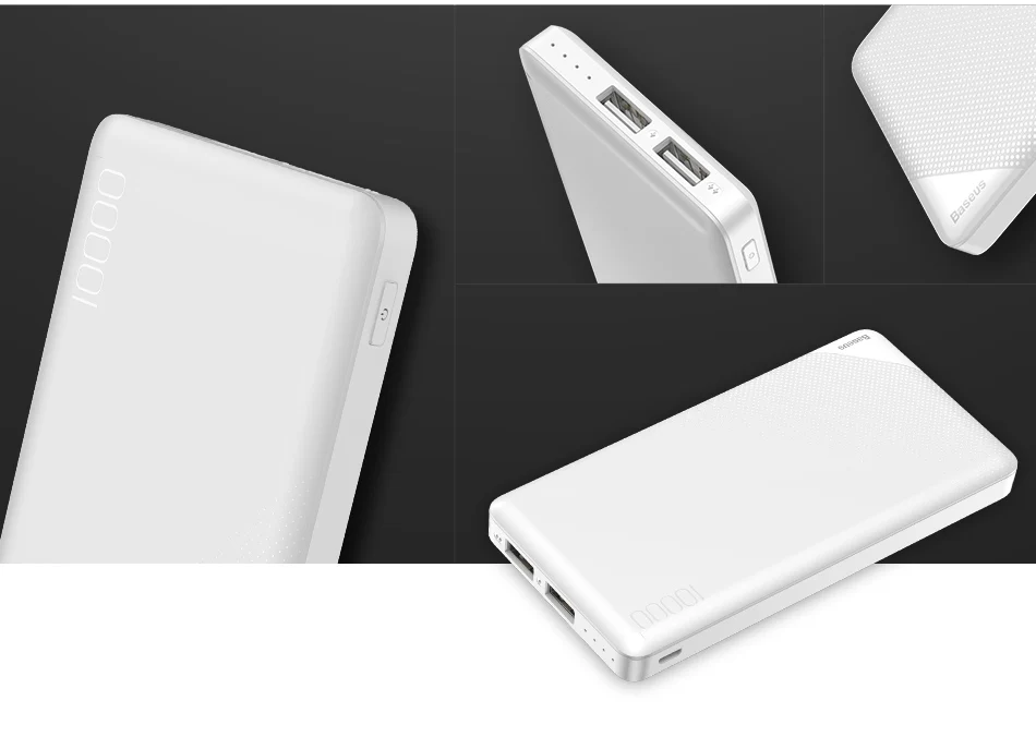 Baseus 10000 мАч Внешний аккумулятор, двойной USB тонкий внешний аккумулятор, портативный внешний аккумулятор, зарядное устройство для мобильных телефонов, планшетов, повербанк