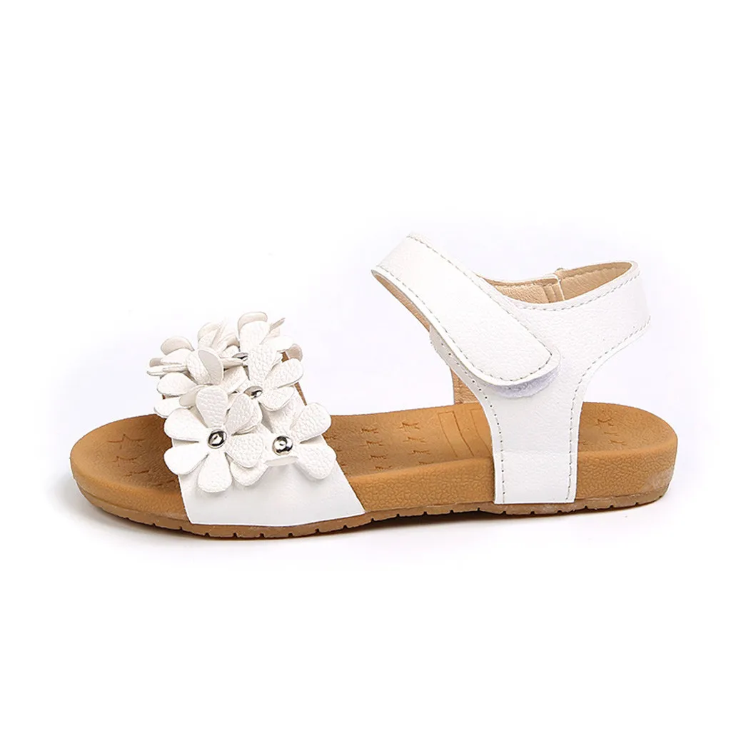 Sandalias de verano сандалии для ребенка; сандалии для девочек; детские сандалии для принцесс с цветочным рисунком; пляжная обувь; Прямая