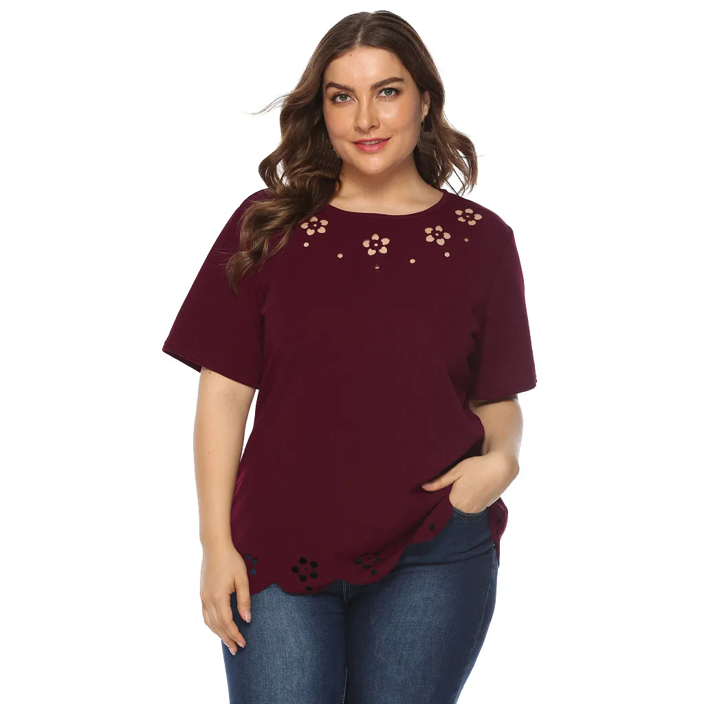 Большие размеры летняя модная блузка с цветочным узором повседневная женская