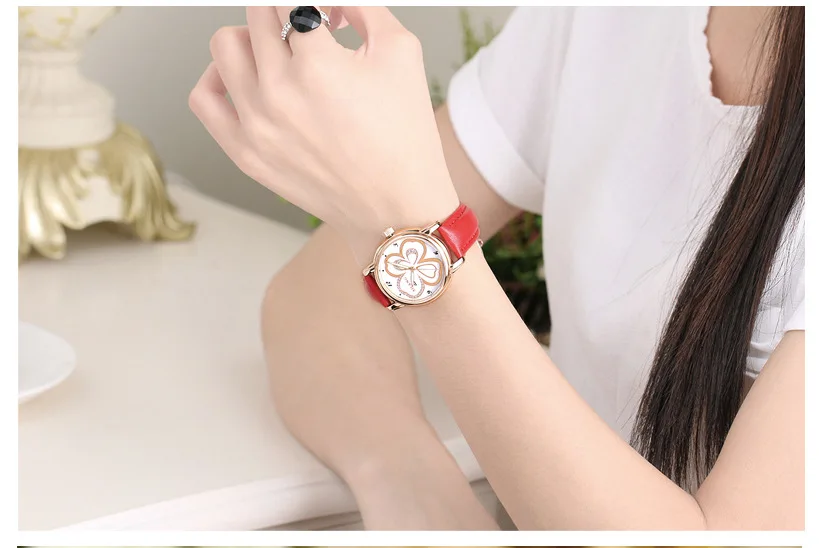 Женские кварцевые наручные часы с кристаллами из натуральной кожи|reloj brand|reloj