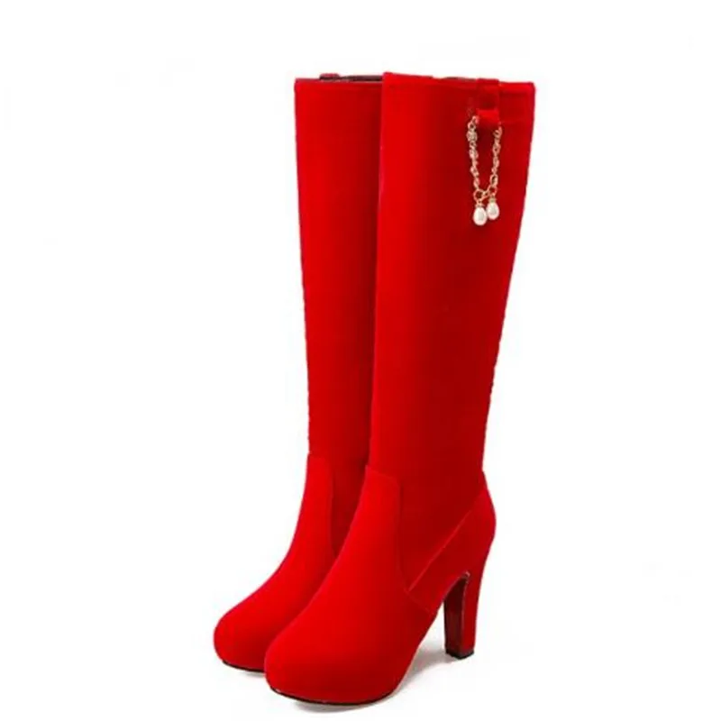 Women Boots Autumn winter New style fashion Rhinestone Grind High-heeled Boots Cashmere Keep warm High cylinder Chivalry boots