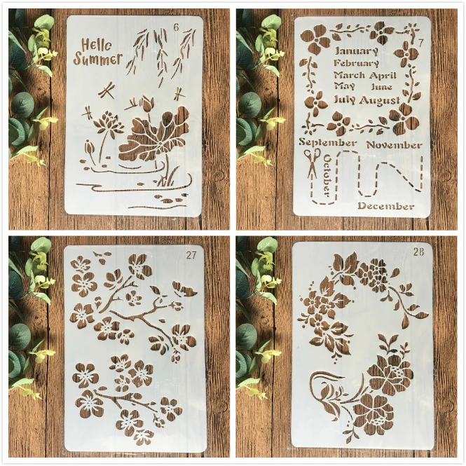 

4 шт./компл. 26 см летние цветочные поделки «сделай сам» слойные трафареты картина фотообои карточный шаблон