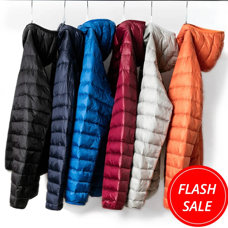 

2021 Ultra Light Winter Fashion Brand Duck Down Jacket Men Hooded Waterproof Streetwear Feather Coat Packable Warm Men Clothing
