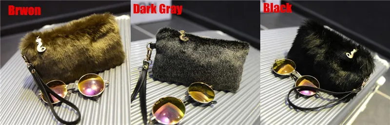 Женский кошелек Модный женский зимний плюшевый пушистый клатч из искусственного