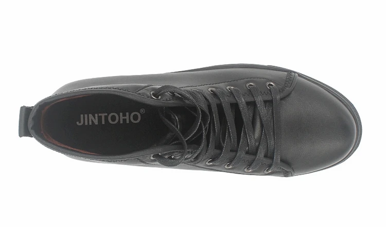 JINTOHO/большие размеры; зимние мужские ботинки; мужские ботинки из натуральной кожи; черная зимняя мужская обувь; мужские Ботильоны; обувь из натуральной кожи