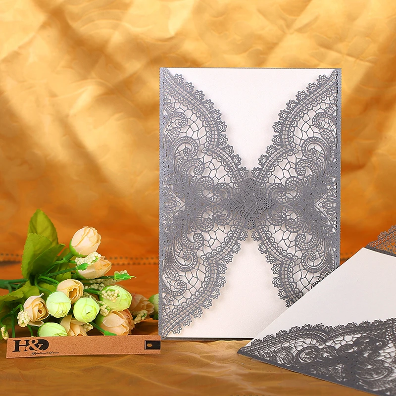 Высокое качество 60 шт Корона свадебные приглашения с цветами визитные карточки