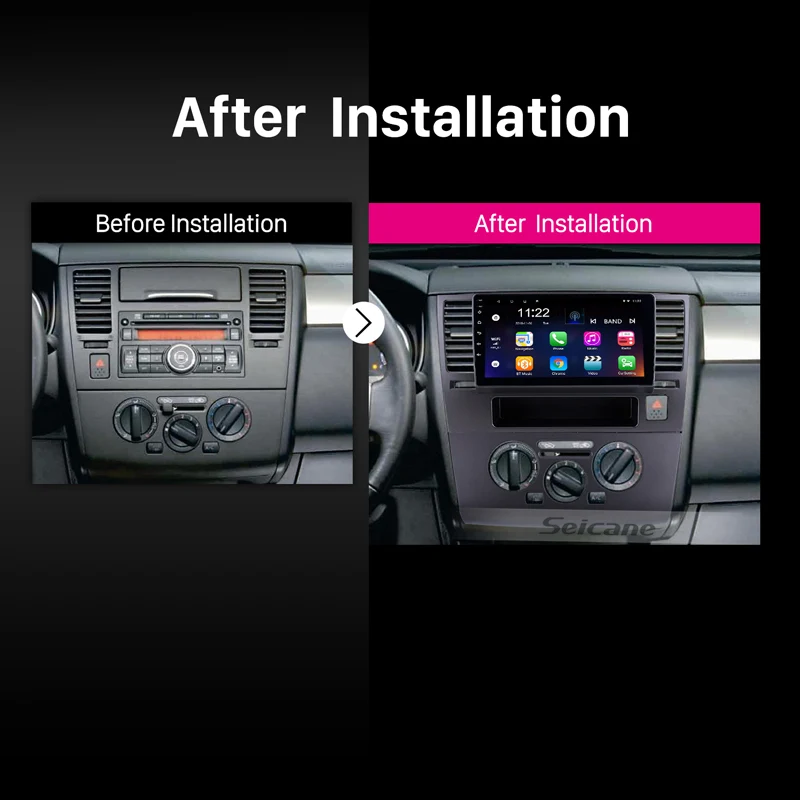 Seicane Android 8,1 для 2005-2010 Nissan Tiida 9 дюймов HD сенсорный экран gps навигация Радио Bluetooth 3g Wifi цифровой ТВ SWC