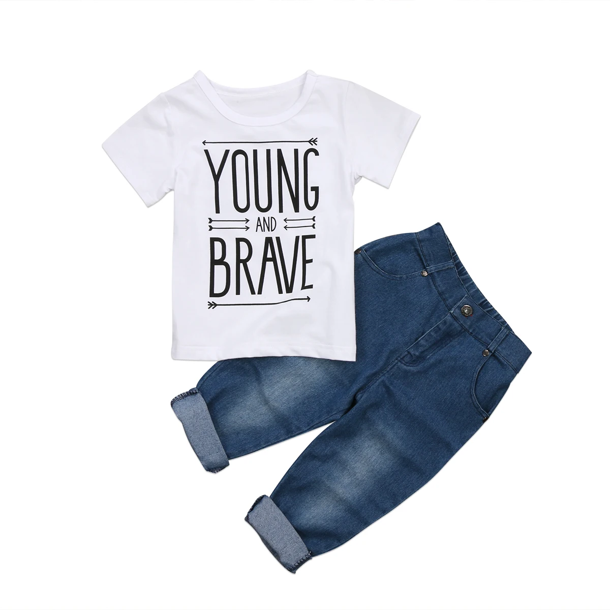 

Newborn Toddler Kid Baby Boy Clothes Sets T Shirts Tee Tops Short Sleeve Cotton Denim Pants Outfit Clothing Set Boys