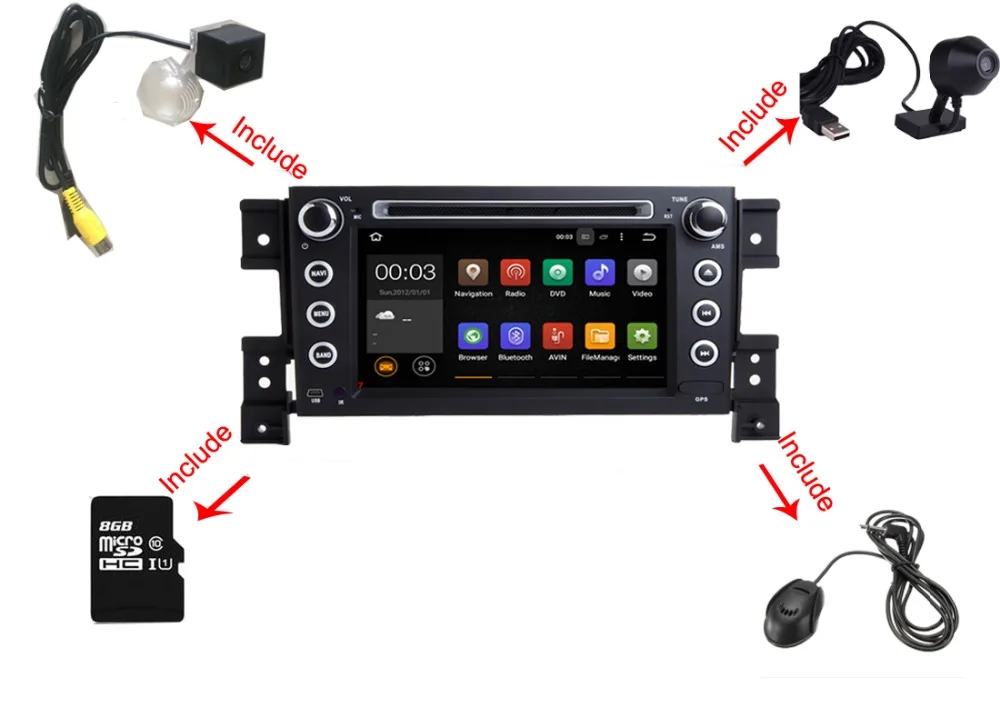 2 din android 8,0 автомобильный dvd-плеер для Suzuki grand vitara мультимедийный автомобильный Радио Стерео gps с рулевым колесом Wifi камера DVR карта