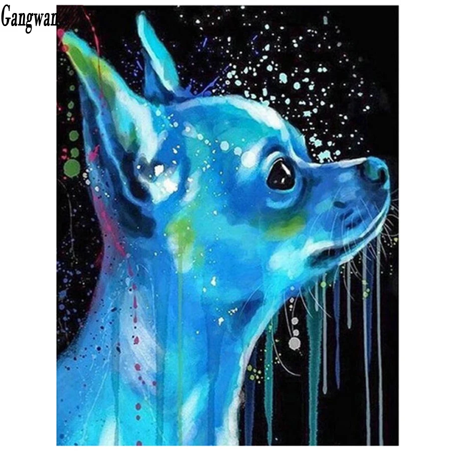 Full square round Diamond Painting abstract chihuahua diamond Embroidery cute pet dog Mosaic picture of Rhinestones | Дом и сад