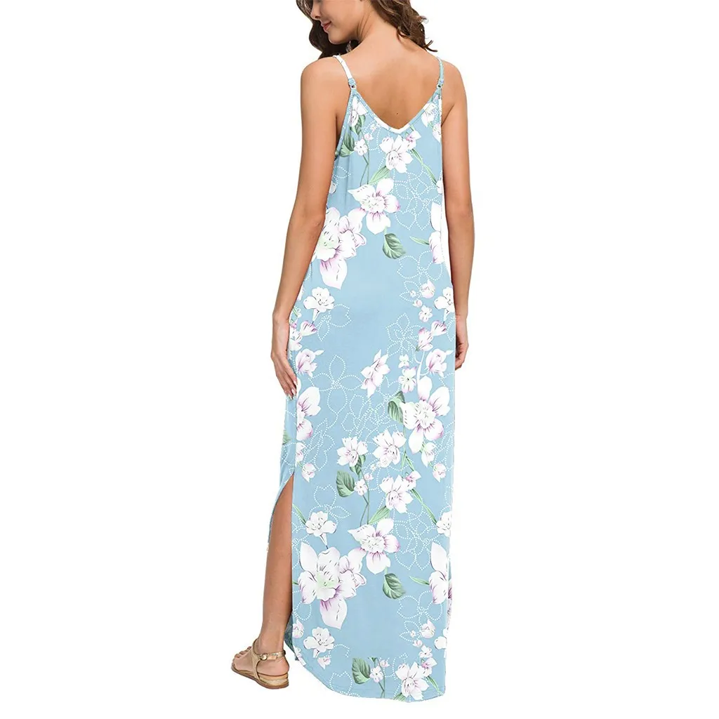 Женское летнее платье феи на тонких бретелях без рукавов повседневное пляжное