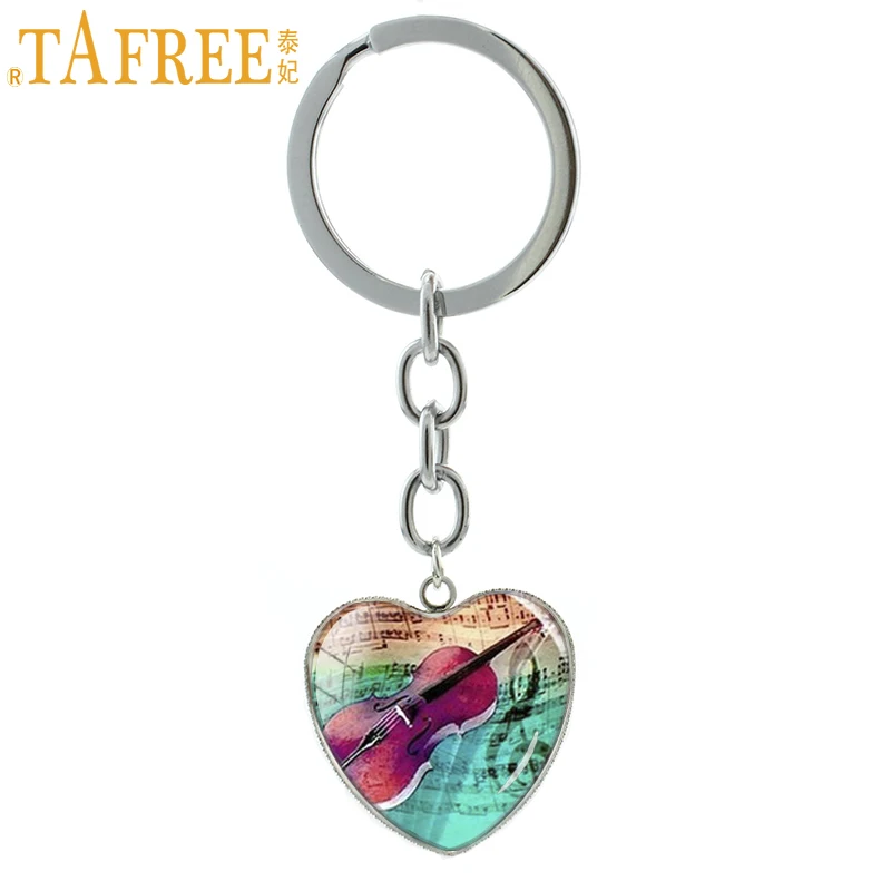 TAFREE Винтаж украшения скрипка Рог брелок музыкальный инструмент кулон сердце