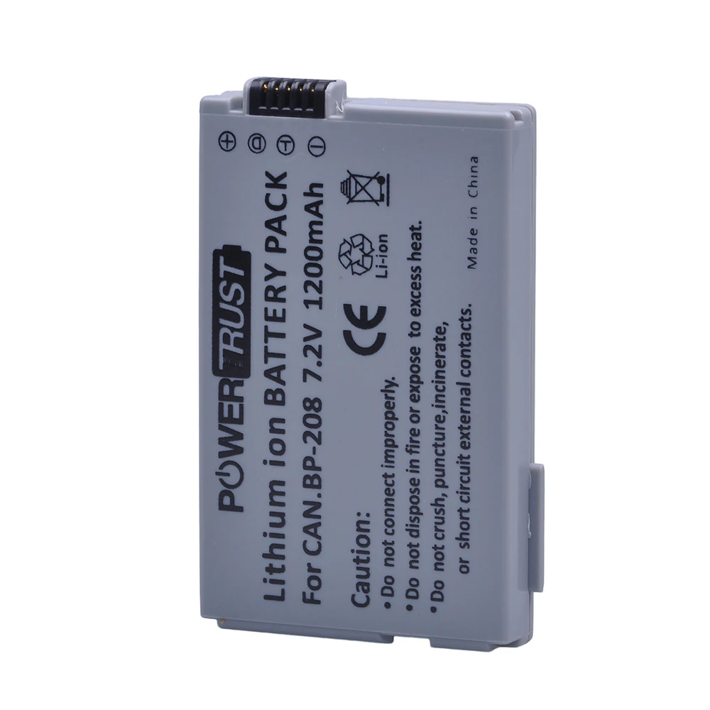 PowerTrust 1x BP-208 BP 208 Перезаряжаемые Батарея для Canon DC10 DC19 DC20 DC21 DC22 DC40 DC50 DC51 DC95 DC100 DC200 DC201 DC210