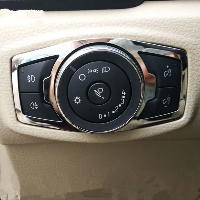 

WELKINRY car auto cover For Ford Everest 2016 2017 Endeavour steel ABS chrome front head fog lamp light switch button knob trim
