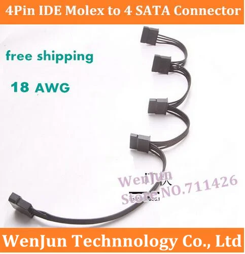 Новый жесткий диск SATA кабель питания 4Pin IDE Molex к 4 разъем свинца 18AWG провод для HDD SSD