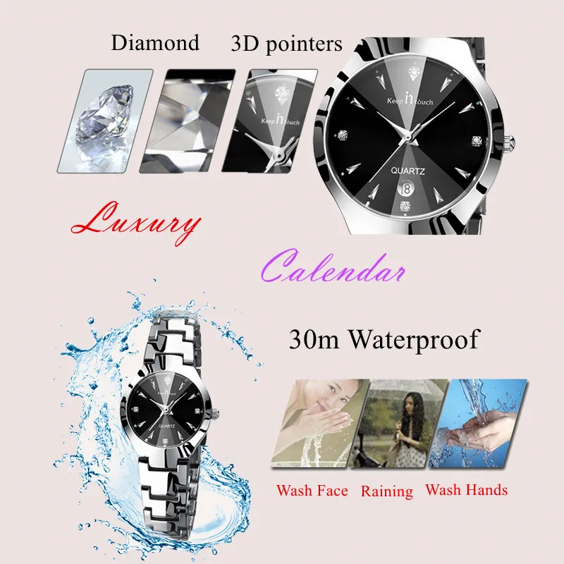 Мужские наручные часы Keep in touch роскошные черные кварцевые с календарем брендовые