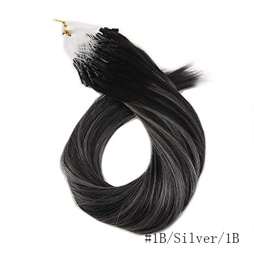1B-Silver-1B Moresoo машинные Человеческие волосы Remy для наращивания на микро-петлях, волосы для наращивания на микро кольцах, бразильские волосы для наращивания, 16-24 дюйма, 1 г/1 S, 50 г - Цвет: 1B-Silver-1B