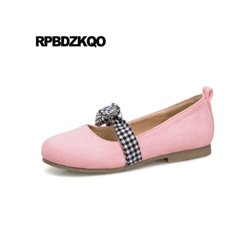 

Suede Black Bow Women Flats Shoes With Little Cute Bowtie Chinese China Fashion Round Toe Pink Plaid Wedding Unique Mary Jane