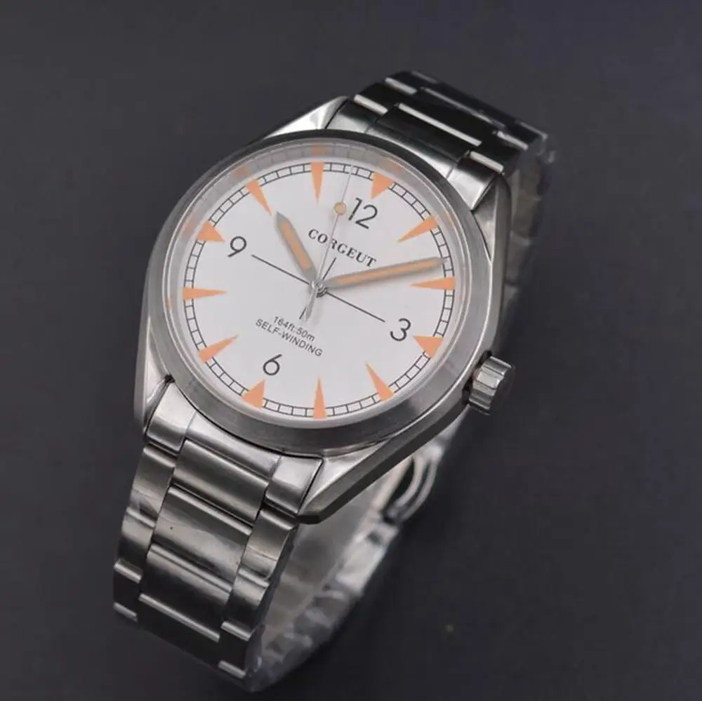 Роскошные Топ бренд Corgeut 41 мм Мужские часы Автоматические relogio masculino Полный
