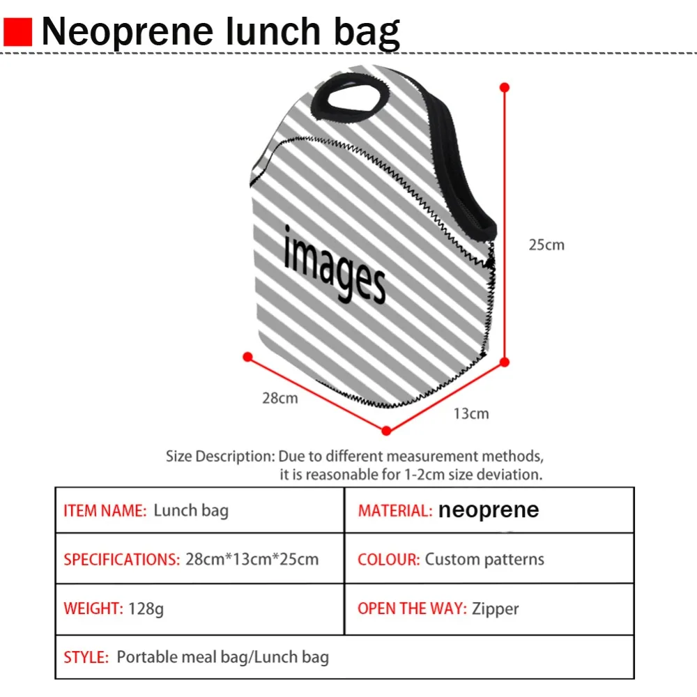 

Nopersonality Neoprene Floral Sugar Skull Print Lunch Bag Insulated Picnic Food Bag for Women Kids Keep Warm Children Lunchbox