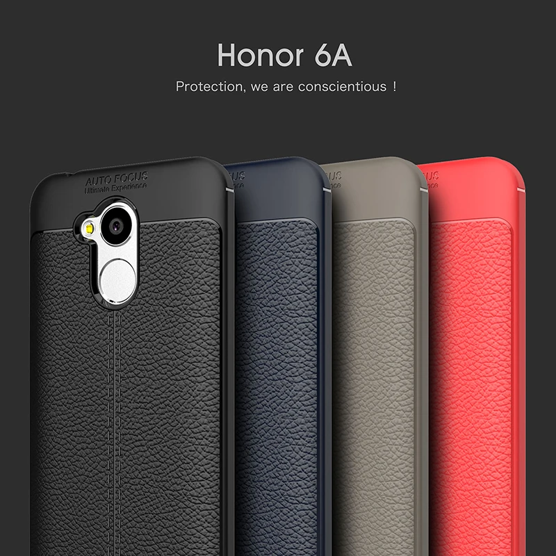 Luxury Leather Phone Case For Honor 6A Silicone Shockproof Litchi Pattern Cover Soft TPU Funda Huawei 5.0 inch |