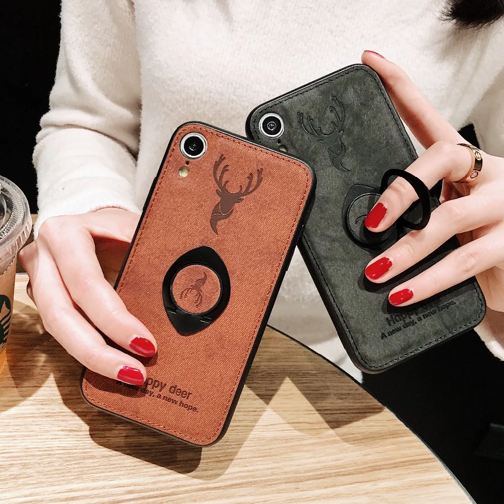 For OPPP A73 A75 A5 F5 F7 R17 PRO K1 case cloth 3D Pattern Cute Deer TPU PC soft phone Case Magnetic Kickstand ring Car bracket |