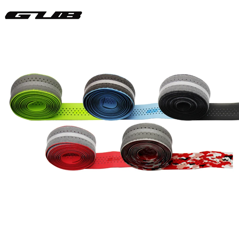 

GUB 1 pair Racing Bike Handlebar Tape Wet PU Antishock Washable Road Bicycle Grip Tape Band Ultralight Handlebar Tape+2 Bar Plug