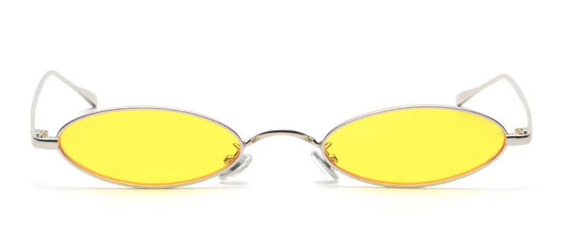 silver with yellow Kachawoo, Ретро стиль, маленькая оправа, солнцезащитные очки для мужчин, овальная металлическая оправа, золотой красный цвет, мужские ретро очки, для женщин,, uv400 - Цвет линз: silver with yellow