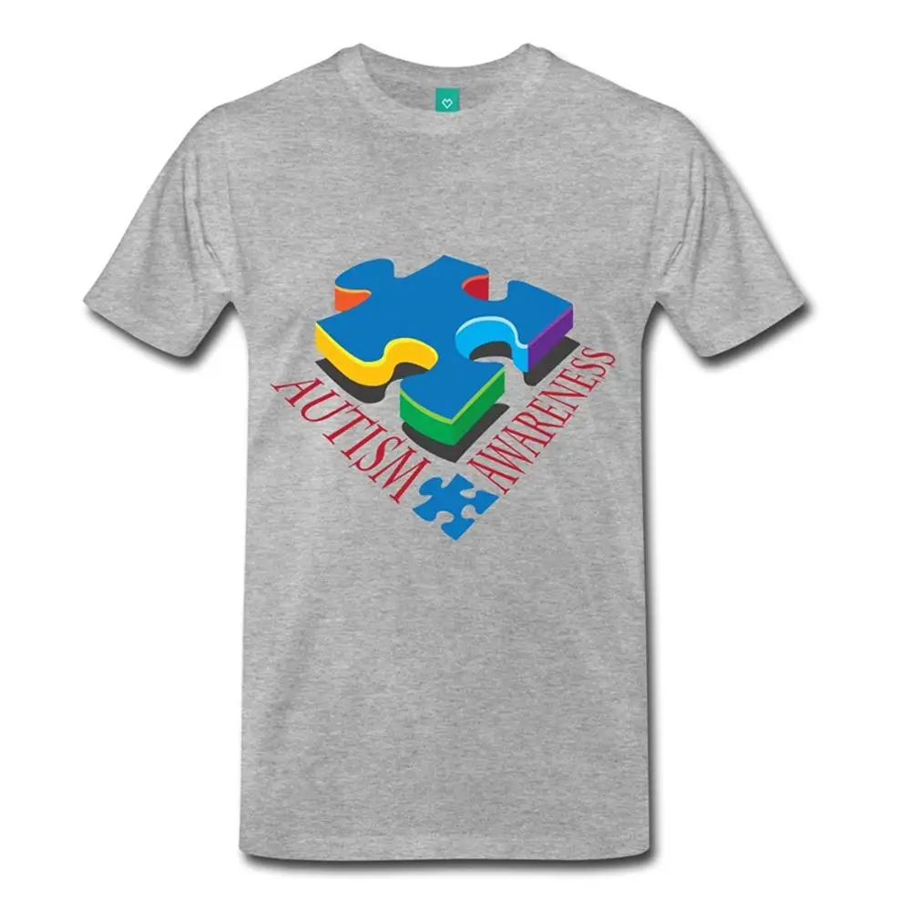 2017 повседневная популярная Осведомленности Аутизма мужская Premium T-Shirt 100% хлопок