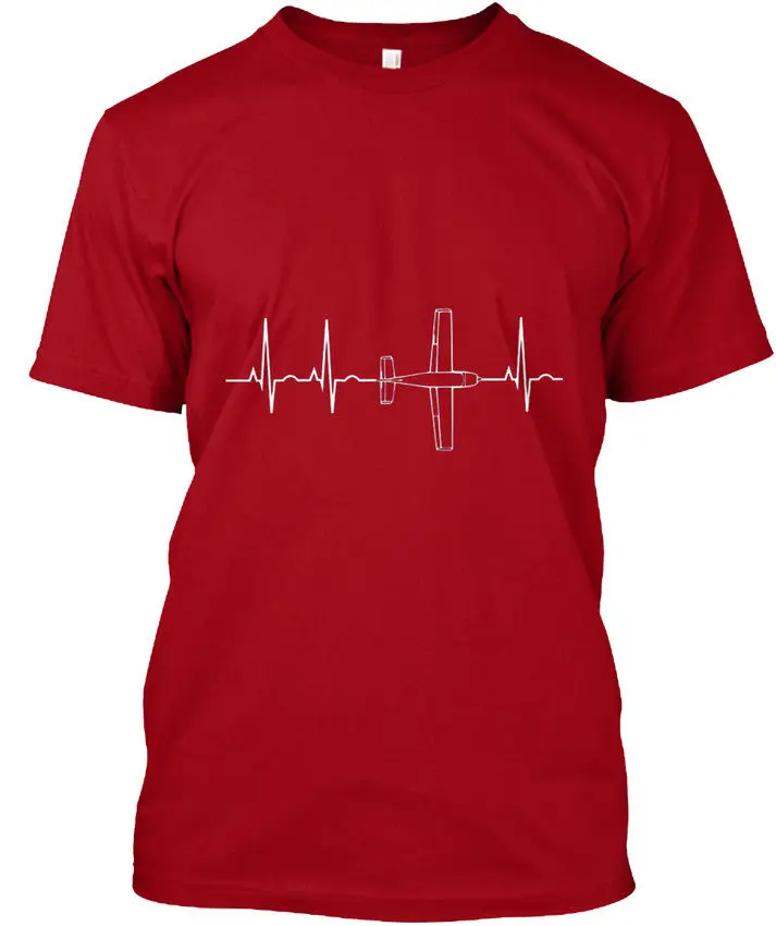 Самолет пилот сердцебиение популярная футболка без тегов T-Shirt100 % хлопок