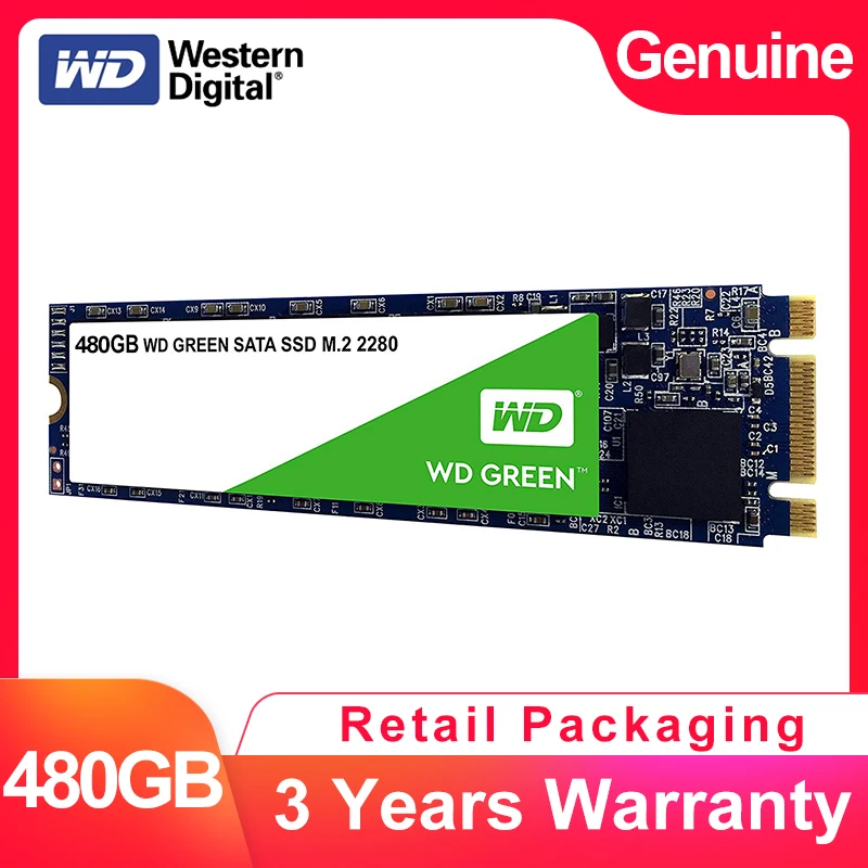 Жесткий диск WESTERN DIGITAL WD GREEN SSD 480 ГБ встроенной SATA3.0 M.2 2280 NGFF твердотельный