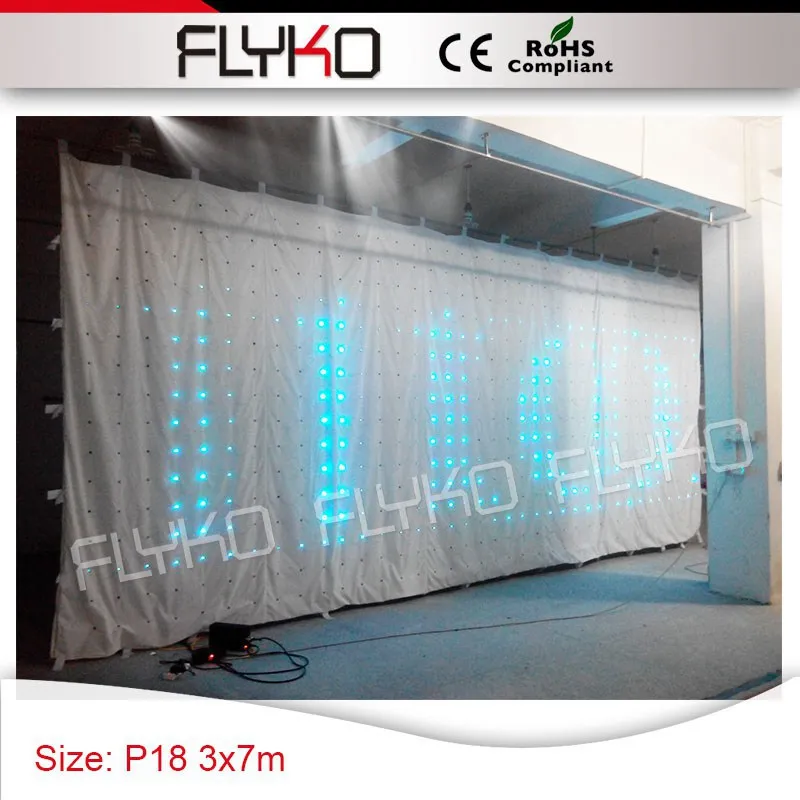10ft x 23ft gif Видео дисплей белая ткань RGB3in1 светодиодное освещение P18 led dj экран видео занавес для киоск бар|video