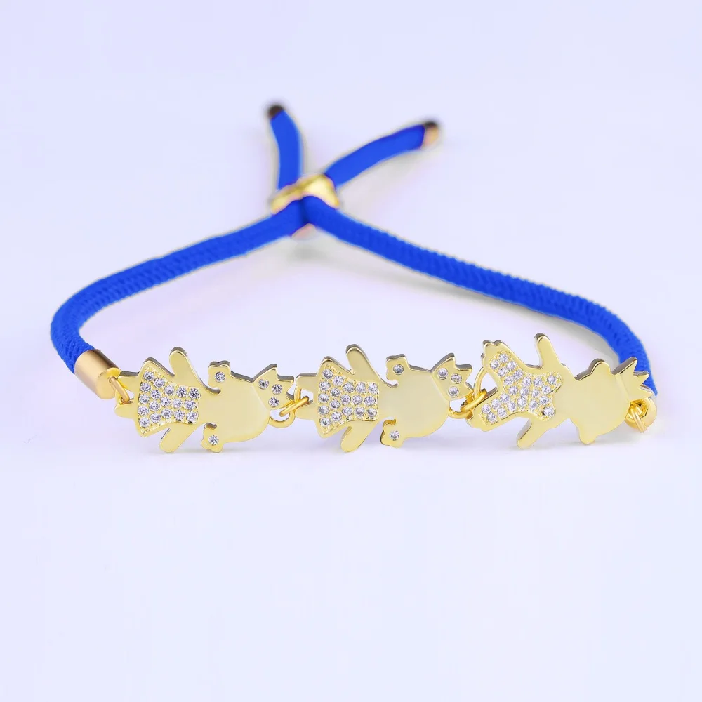 gold blue Juya регулируемые браслеты дружбы на цепочке поставки золото/серебро/розовое золото мальчик девочка шарм браслеты для матери браслет дочери - Окраска металла: gold blue