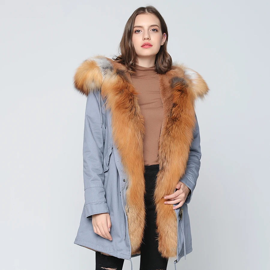 OFTBUY/2021 пальто с натуральным мехом зимняя куртка для женщин длинная парка лисьим