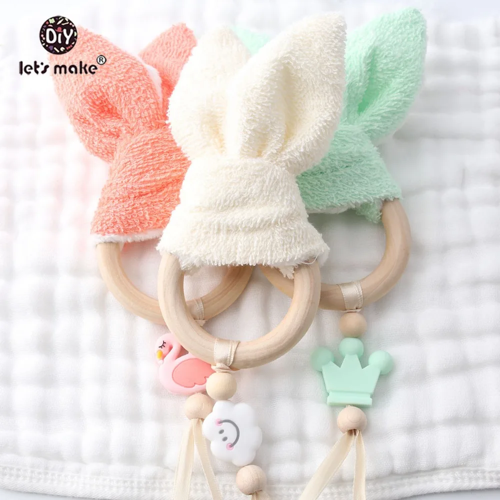 Let's Make Baby Teether 3 шт. милый кролик подвеска для кормления деревянные кольца