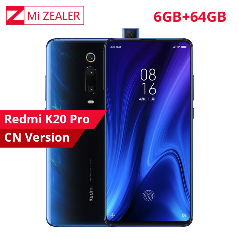 2019 Оригинал Xiaomi Redmi K20 Pro 6 ГБ ОЗУ 64 Гб ПЗУ Snapdragon 855 Восьмиядерный 8 + 13 48 Мп тройные
