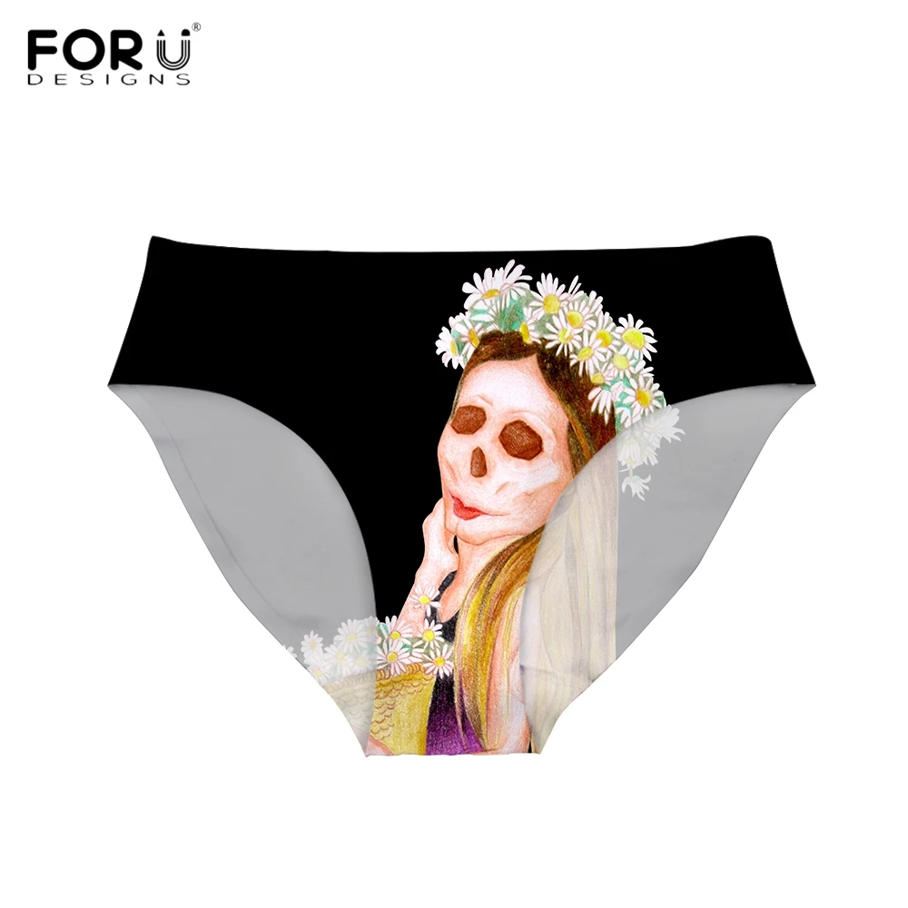 Трусики женские бесшовные в стиле панк с 3D принтом черепа|seamless briefs|traceless pantiesfashion
