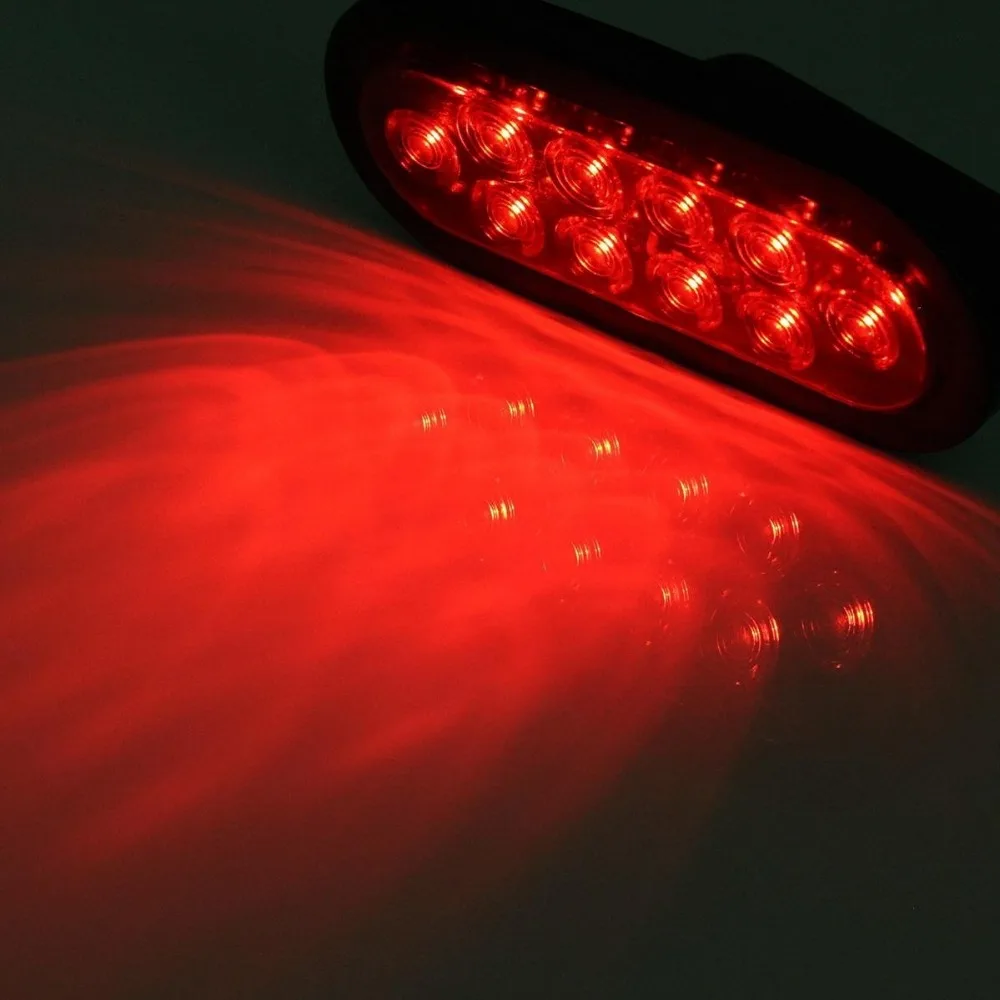 Fuleem 2PCS 6INCH 10 LED Surface Mount Oval Red Stop Brake Marker Tail Light 12V Waterproof |