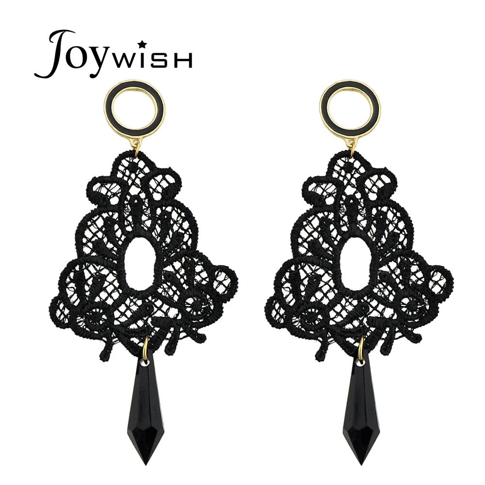 Joywish панк рок Стиль золото Цвет круг черный Кружево акрилового камня Висячие