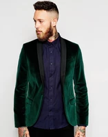 green velvet groom tuxedos slim fit 2 pieces jacketpanttie high quality custom made men wedding party suits shawl lapel