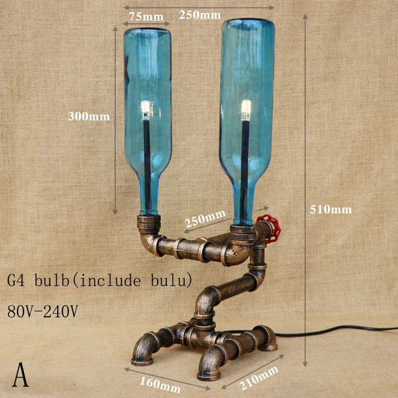 

Livingroom glass Bottle lampshade desk light include G4 light bulb tabel lamp for bedroom bedside office study 220V