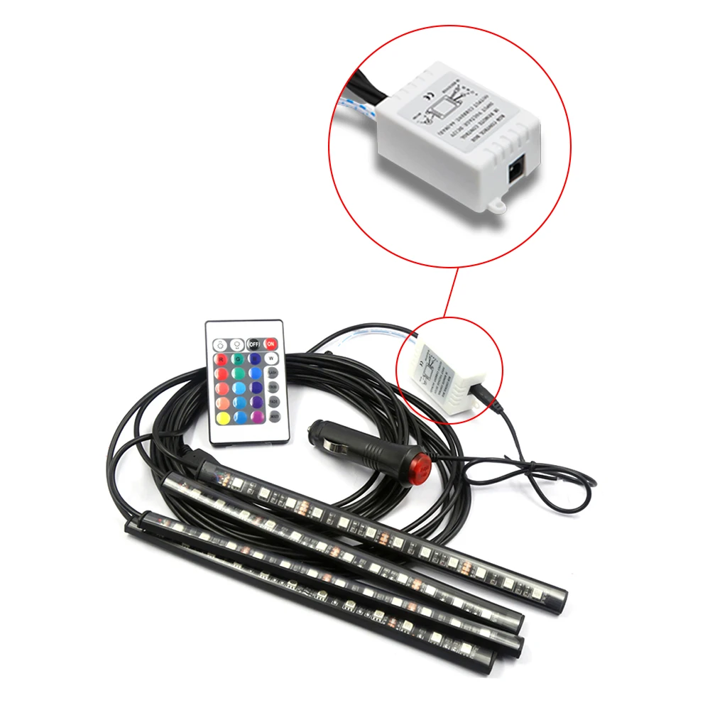 Remote control Автомобильный RGB светодиодный DRL светильник с дистанционным управлением/музыкой/голосовым управлением, декоративный светильник для пола, сигаретный светодиодный светильник RGB - Испускаемый цвет: Remote control