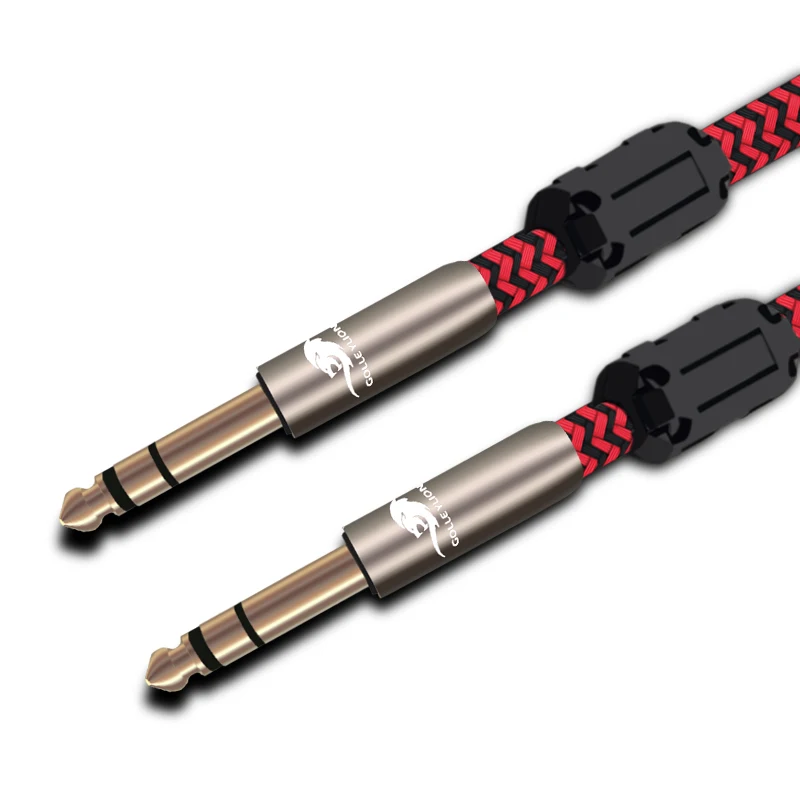 Hi fi стерео 1/4 &quot6 35 мм до 6 штекер Jack защищенный аудиокабель для микрофона
