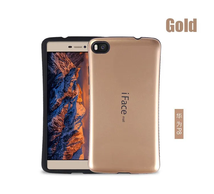 Hybrid Silicone +Hard Back Skin Phone Case for Huawei Ascend P8 Shockproof Cases Cover Golden Protective Bag |