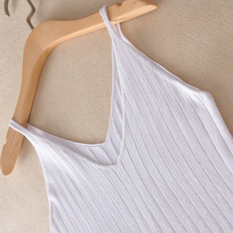 Высокое качество Новые летние трикотажные топы с бретельками для женщин камзол