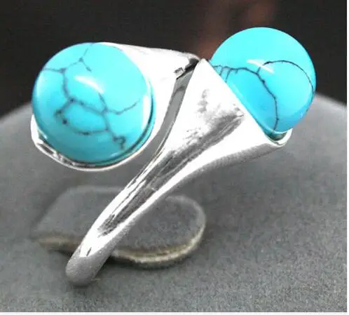 Оптовая продажа женских подарочных колец Красивая Голубая каменная бусина