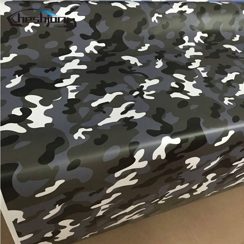Виниловая пленка для автомобиля Arctic Camouflage черный белый синий Джамбо камуфляжная